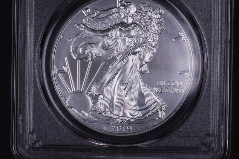 2019-W American Silver Eagle. PCGS Graded SP-69 Burnished Silver. Store