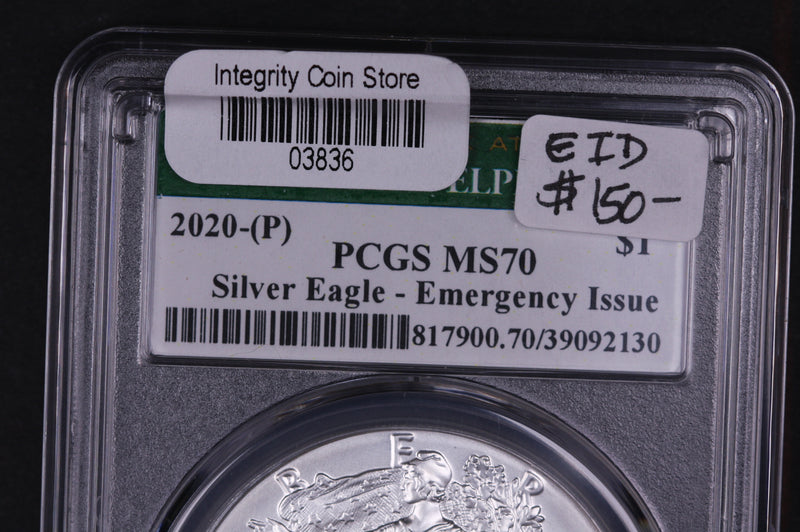 2020-(P) American Silver Eagle. PCGS Graded MS-70 Emergency Issue.  Store