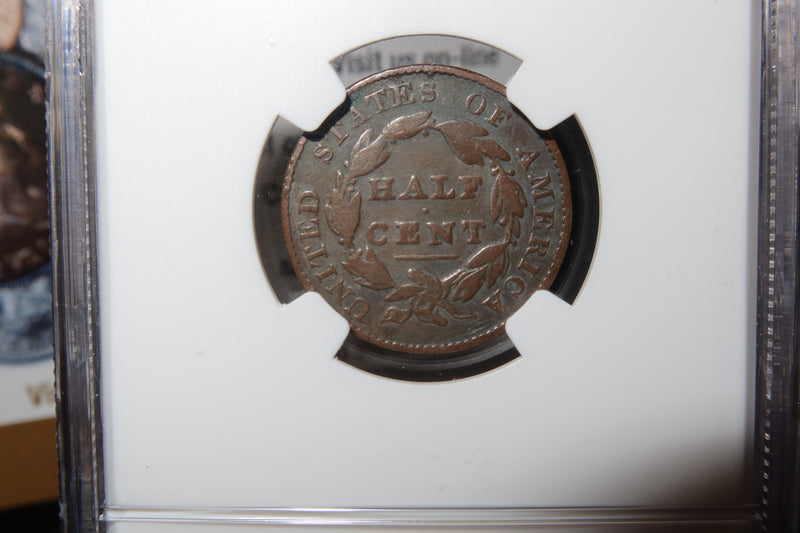 1828 Classic Head Half Cent. NGC Graded G6 BN. Store