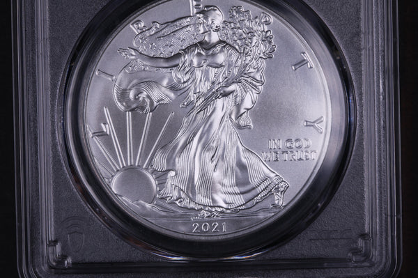 2021 American Silver Eagle. PCGS Graded MS-70 Type 1 Heraldic Eagle. Store #03838