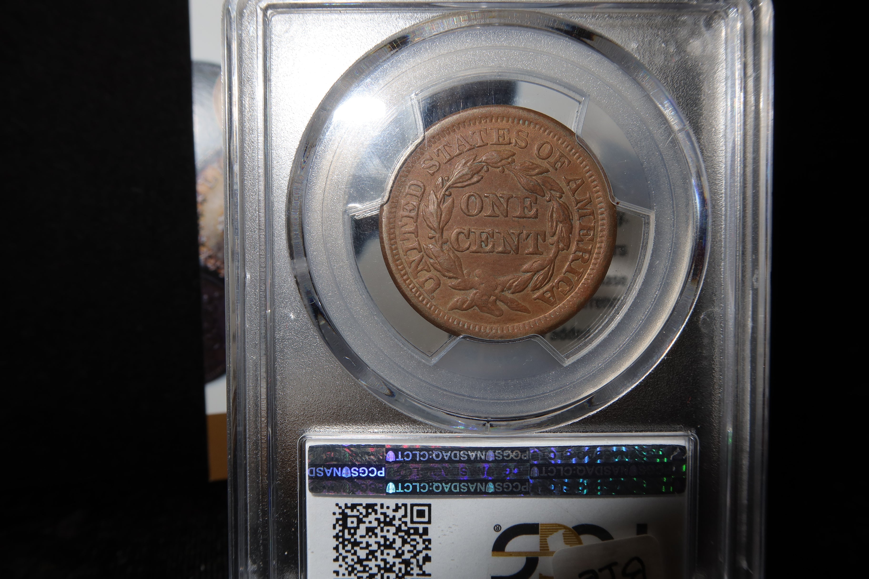 1854 Liberty Head Large Cent.  PCGS Graded AU53. Store #08483