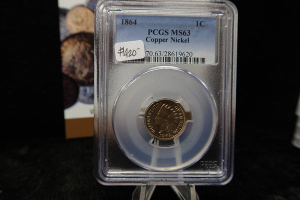 1864 Indian Head Small Cent, Copper-Nickel. PCGS Graded MS63. Store # 08487
