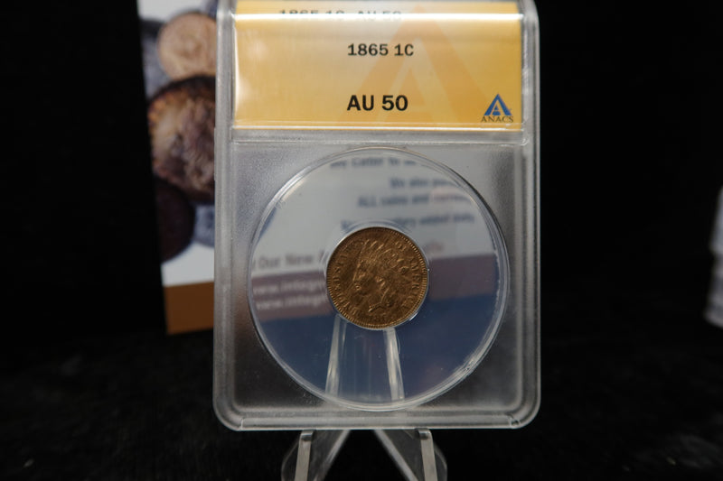 1865 Indian Head Small Cent. ANACS Graded AU50. Store