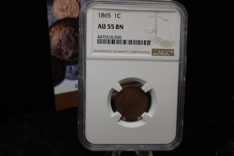 1865 Indian Head Small Cent. NGC Graded AU55. Store