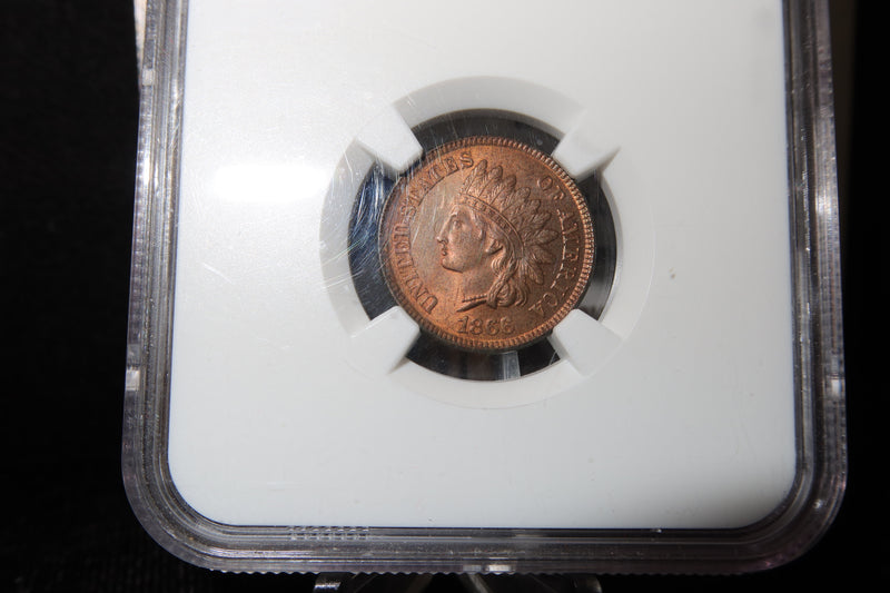 1866 Indian Head Small Cent. NGC Graded MS64 RB. Store