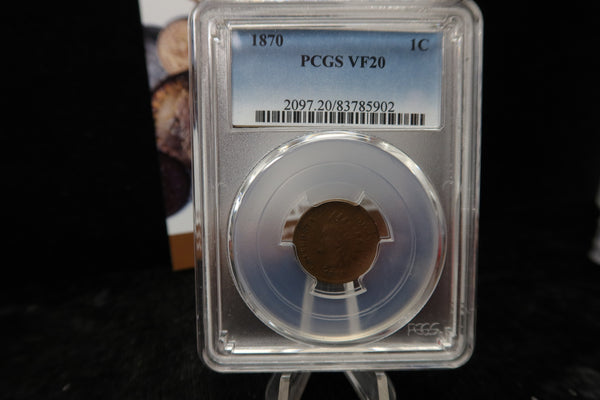 1870 Indian Head Small Cent. PCGS Graded VF20. Store # 08498
