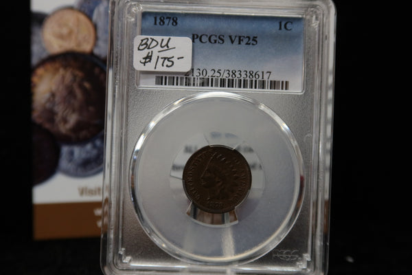 1878 Indian Head Small Cent. PCGS Graded VF25. Store # 08504