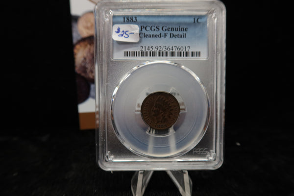 1883 Indian Head Small Cent. PCGS Graded Cleaned-F Detail. Store # 08505