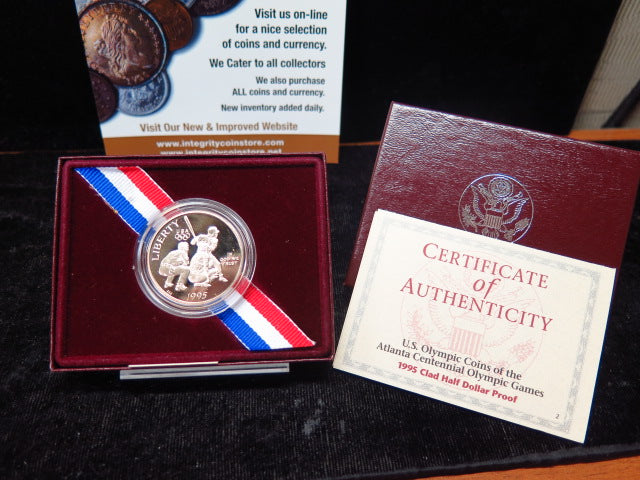 1995-S US Olympic Half Dollar Proof Commemorative, Original Government Package,  Store