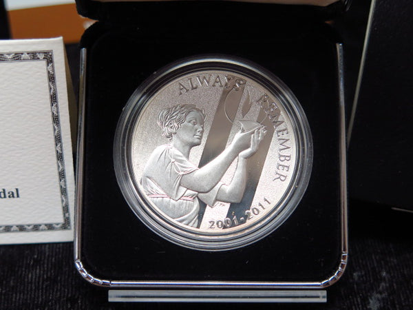 2011-W 9/11 National Medal Silver Proof Commemorative, Original Government Package, Store #12252