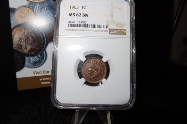 1905 Indian Head Small Cent. NGC Graded MS62 BN. Store # 08510