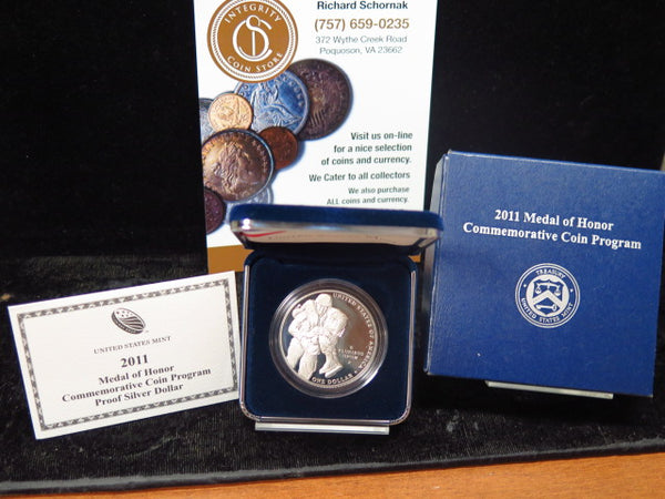 2011-P Medal of Honor One Dollar Silver Commemorative, Original Government Package, Store #12272