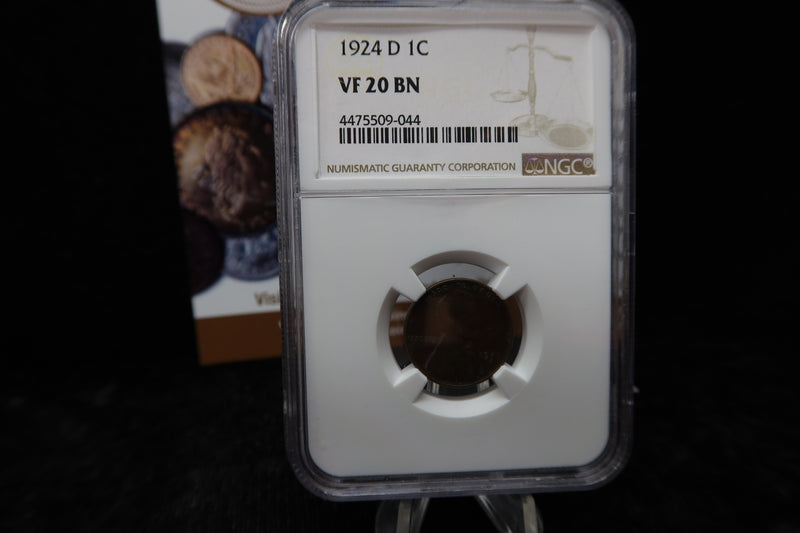 1924-D Lincoln Wheat Cent. NGC Graded VF20 BN. Store