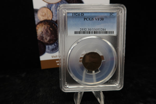 1924-D Lincoln Wheat Cent. PCGS Graded VF30. Store # 08522