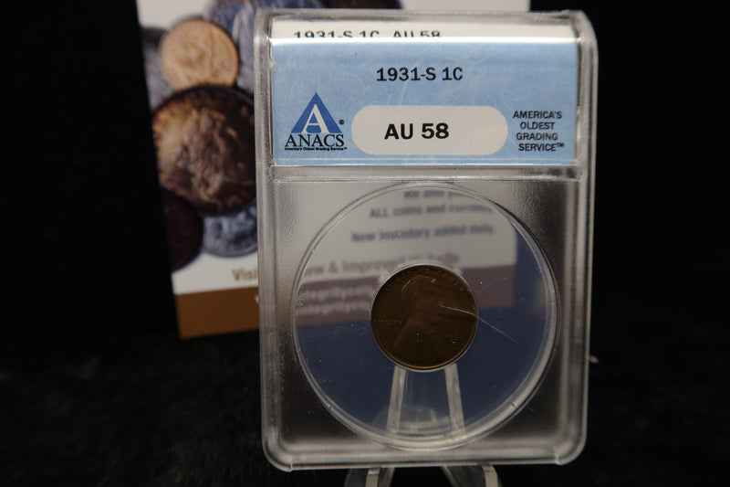 1931-S Lincoln Wheat Cent. ANACS Graded AU58. Store