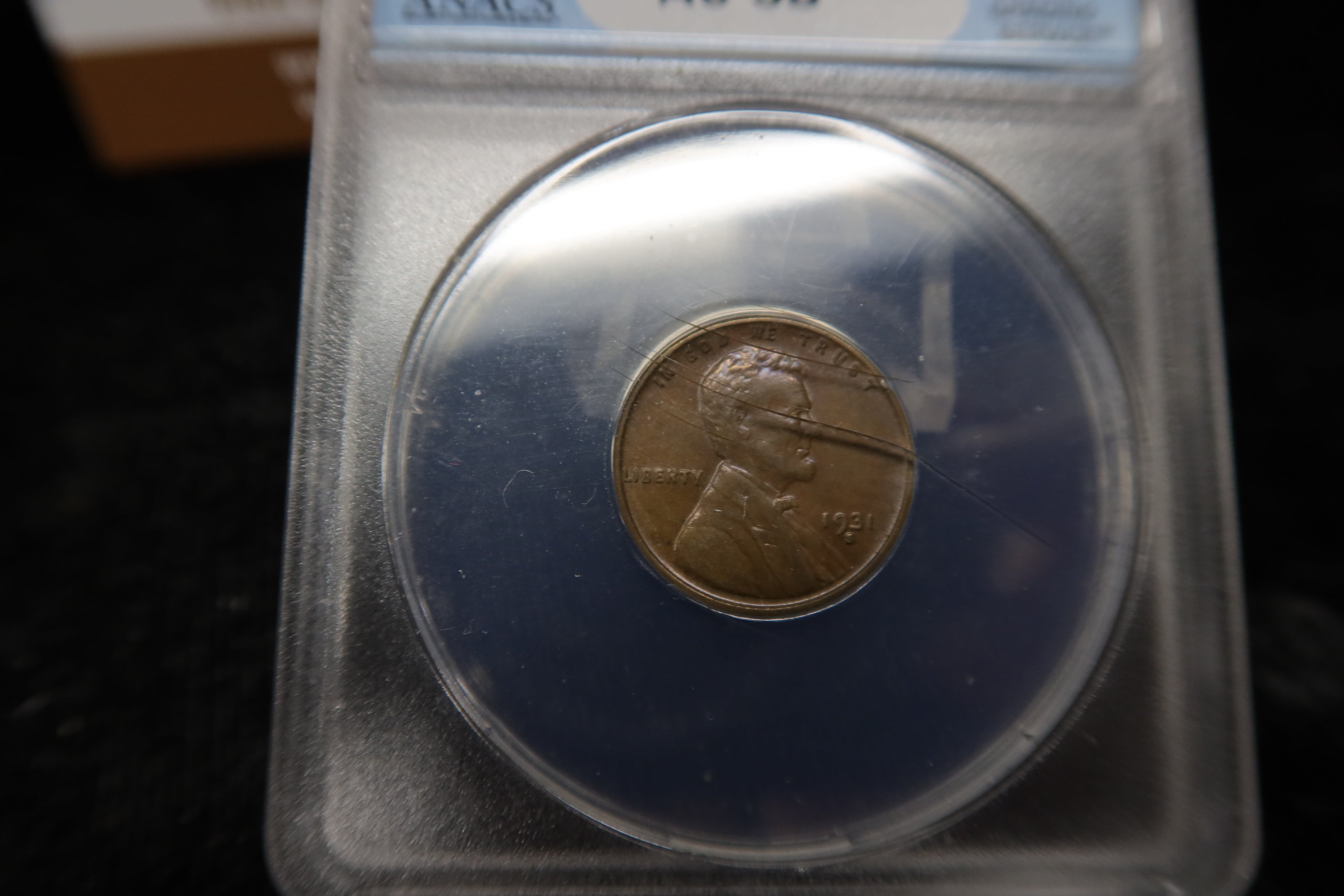 1931-S Lincoln Wheat Cent. ANACS Graded AU58. Store # 08523