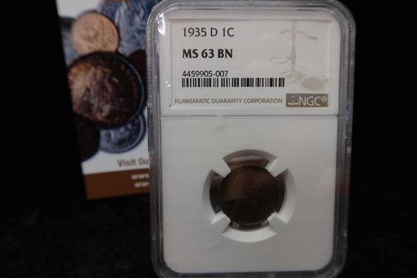 1935-D Lincoln Wheat Cent. NGC Graded MS63 BN. Store # 08524