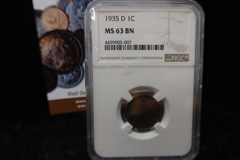 1935-D Lincoln Wheat Cent. NGC Graded MS63 BN. Store
