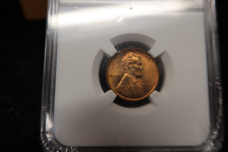 1947 Lincoln Wheat Cent. NGC Graded MS64 RB. Store