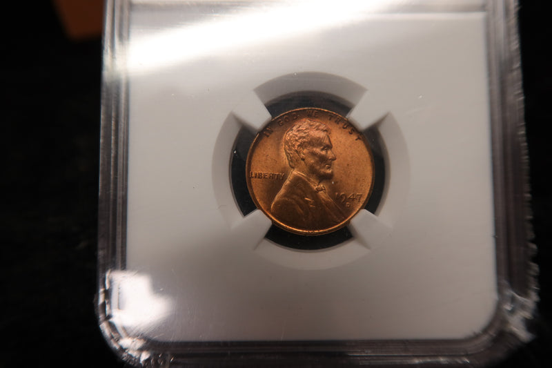 1947-D Lincoln Wheat Cent. NGC Graded MS66 RD. Store