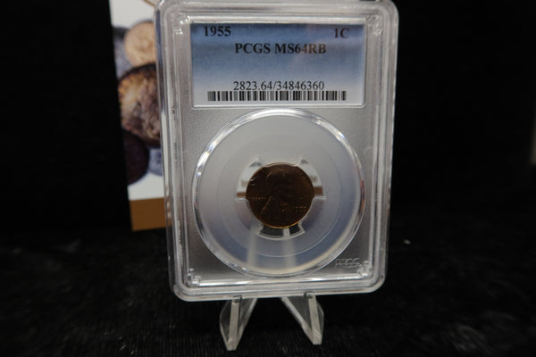 1955 Lincoln Wheat Cent. PCGS Graded MS64 RB. Store # 08528
