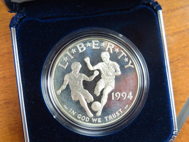 1994-S World Cup USA Proof Silver Dollar Commemorative, Original Government Package, Store
