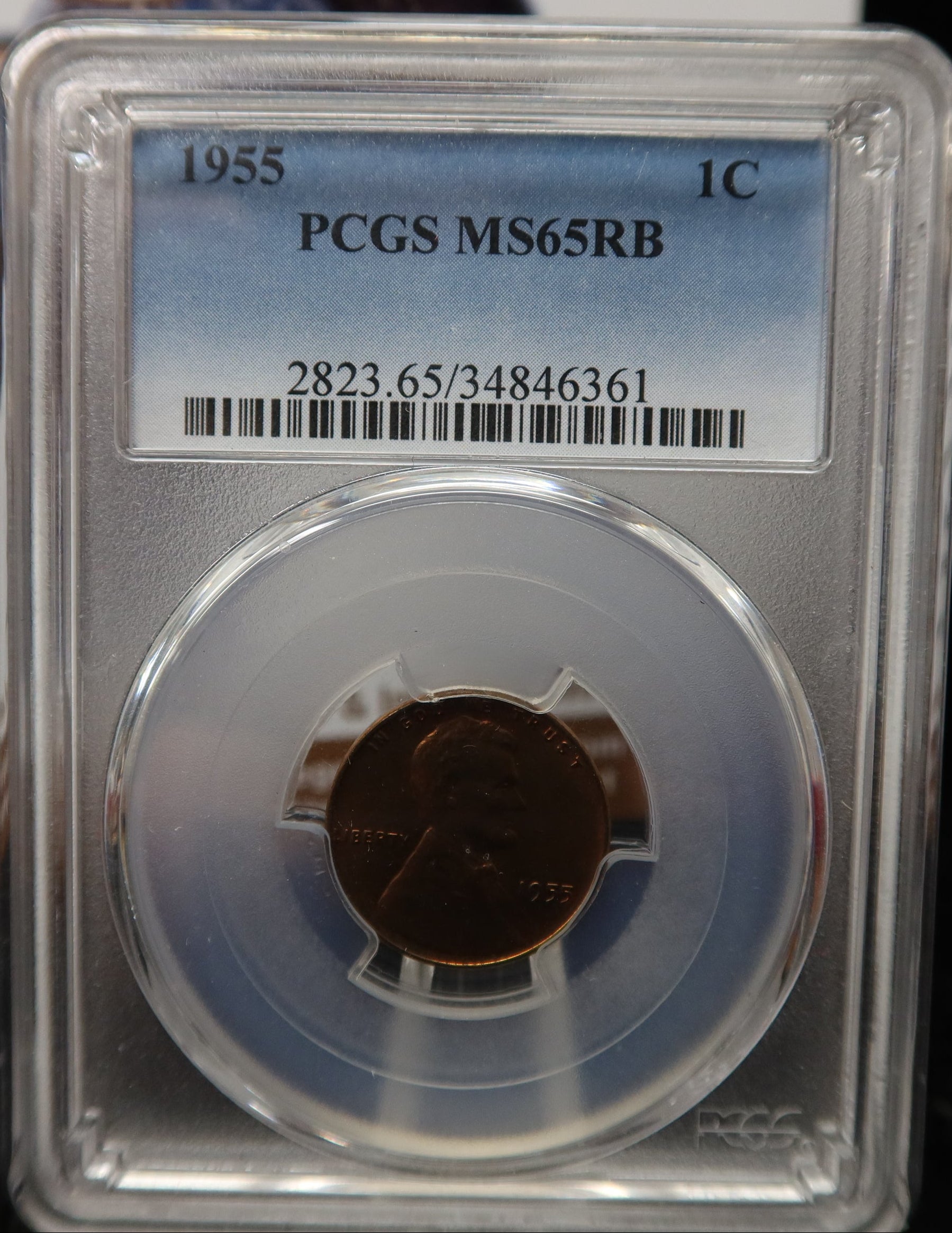 1955 Lincoln Wheat Cent. PCGS Graded MS65 RB. Store #GCT069