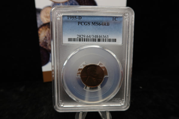 1955-D Lincoln Wheat Cent. PCGS Graded MS64 RB. Store # 08530