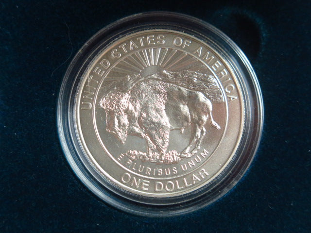 1999-P Yellowstone Proof and UNC Silver Dollar Commemorative Set, Original Government Package, Store