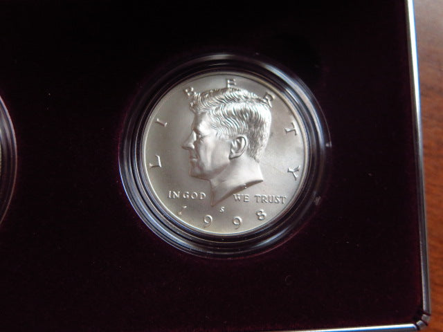 1998-S Robert Kennedy Silver Dollar and JFK Silver Half Commemorative Set, Original Government Package, Store