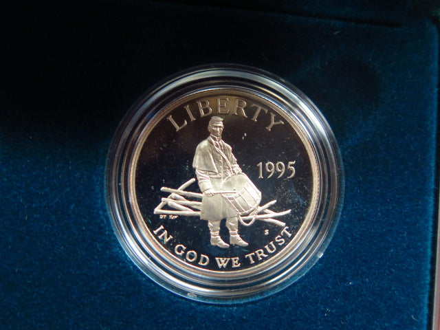 1995-S Civil War Battlefield, Proof Silver Dollar and Proof Clad Half Commemorative Set, Original Government Package, Store