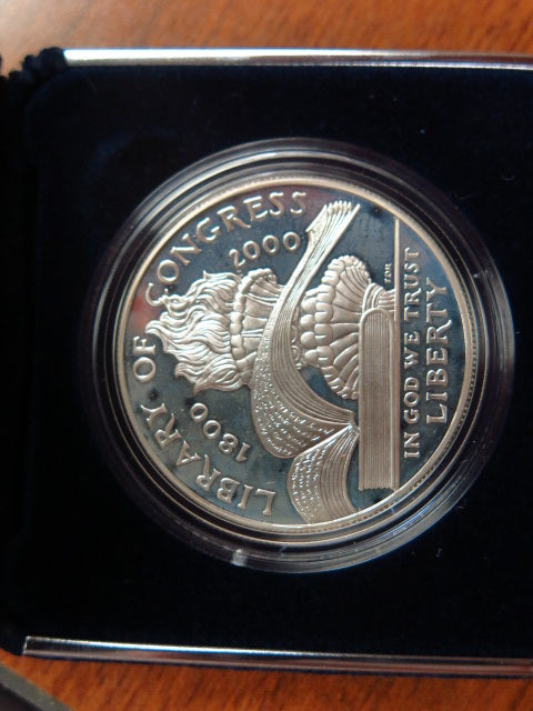 2000-P Library of Congress Proof Silver Dollar Commemorative, Original Government Package, Store