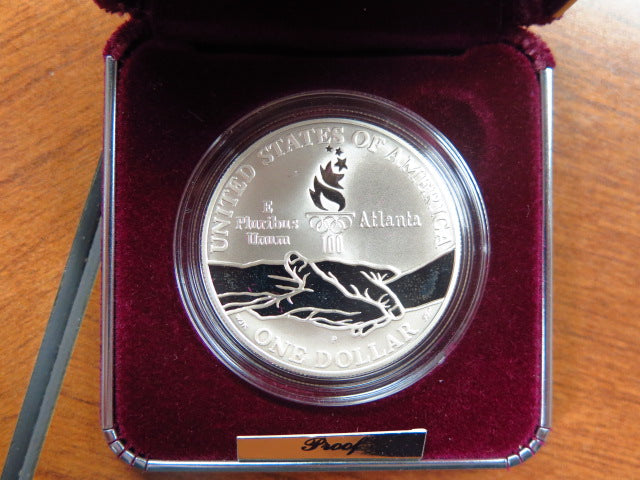 1995-P Atlanta Olympic Centennial Proof Silver Dollar Commemorative, Original Government Package, Store