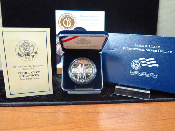 2004-P Lewis and Clark Bicentennial Proof Silver Dollar Commemorative, Original Government Package, Store #12277