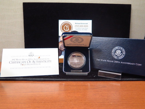 1992-W White House 200th Anniversary Proof Silver Dollar Commemorative, Original Government Package, Store #12283