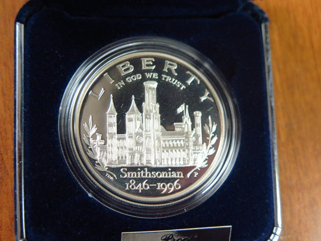 1996-P Smithsonian 150th Anniversary Proof Silver Dollar Commemorative, Original Government Package, Store