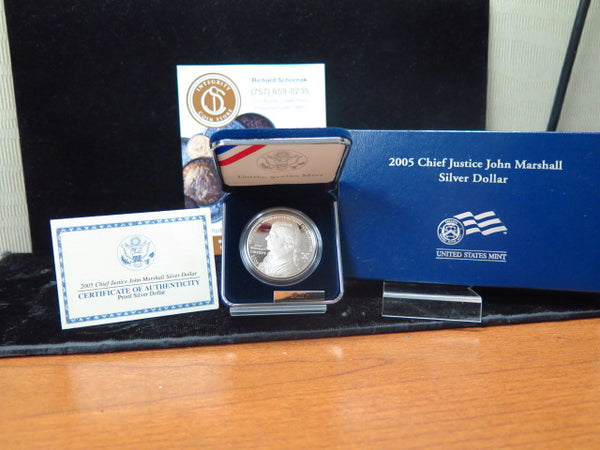 2005-P Chief Justice John Marshall Proof Silver Dollar Commemorative, Original Government Package, Store #12333