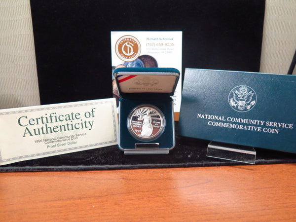 1996-S Community Service Proof Silver Dollar Commemorative, Original Government Package, Store #12336