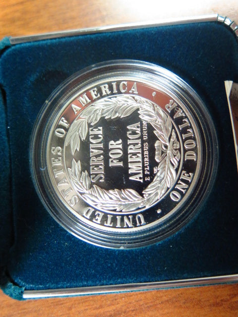 1996-S Community Service Proof Silver Dollar Commemorative, Original Government Package, Store
