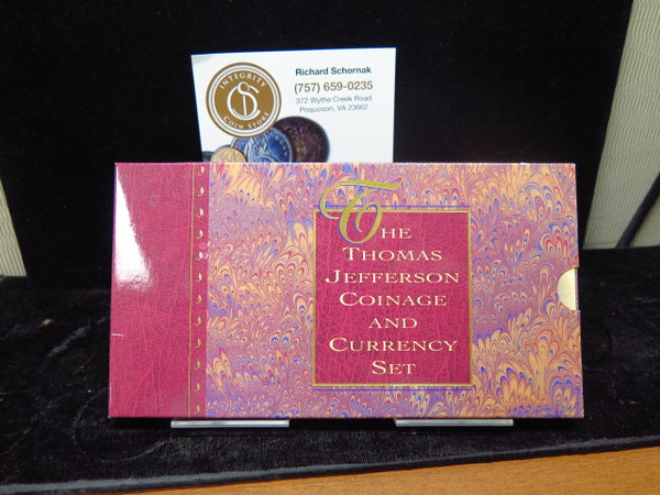 Thomas Jefferson Coinage and Currency Set. Original Government Packaging. Store # 12375