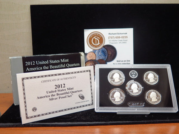 2012 US Mint American the Beautiful Quarters. Silver Proof. Original Government Packaging. Store # 12374