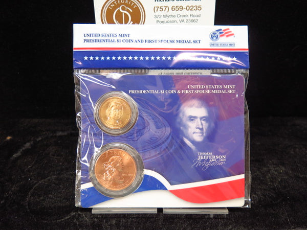 Presidential $1 Coin and First Spouse Medal Set. Thomas Jefferson Store # 12371