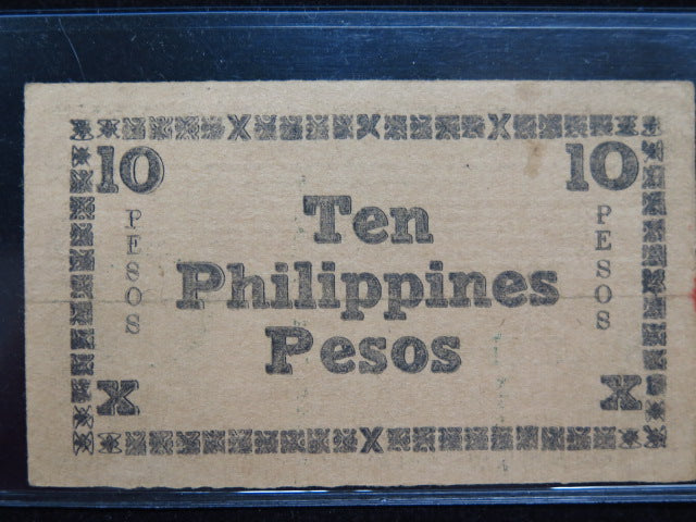 1944 Philippines Ten Pesos Emergency Currency Banknote, Store #12437