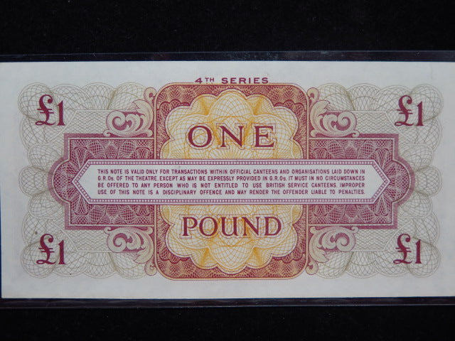 1962 British Armed Forces 1 Pound, 4th Series, Military Banknote Voucher. Store