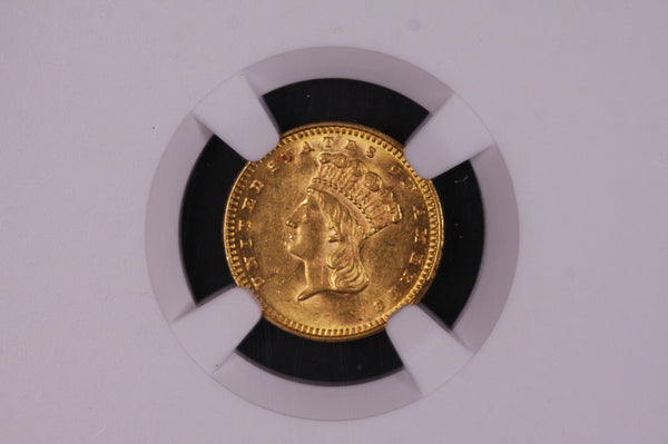 1873 G$1, Gold One Dollar. NGC Graded MS-62. Store #04495