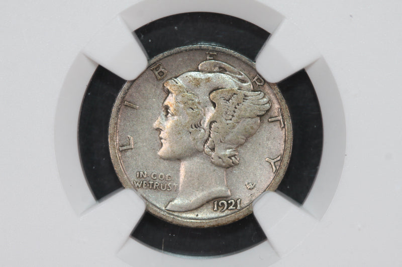 1921-D 10C Mercury Silver Dime, NGC Graded VF-30. Store