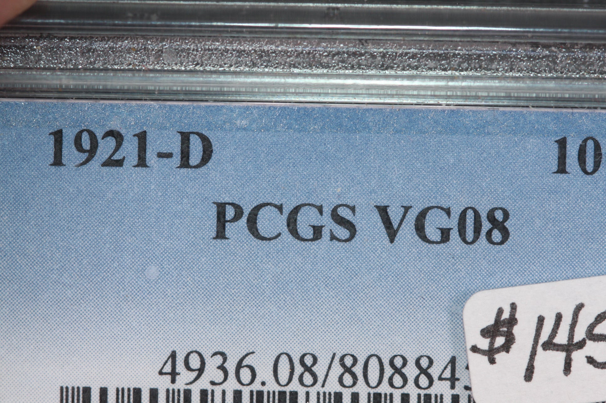 1921-D 10C Mercury Silver Dime, PCGS Graded VG-08. Store #06189