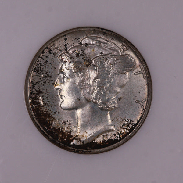1944-D 10C Mercury Silver Dime, NGC Graded MS-66, Full Bands
