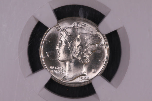 1944-D 10C Mercury Silver Dime, PCGS Graded MS-66, Full Bands. Green CAC Sticker, Store#06198