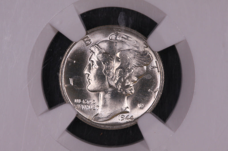 1944-D 10C Mercury Silver Dime, PCGS Graded MS-66, Full Bands. Green CAC Sticker, Store